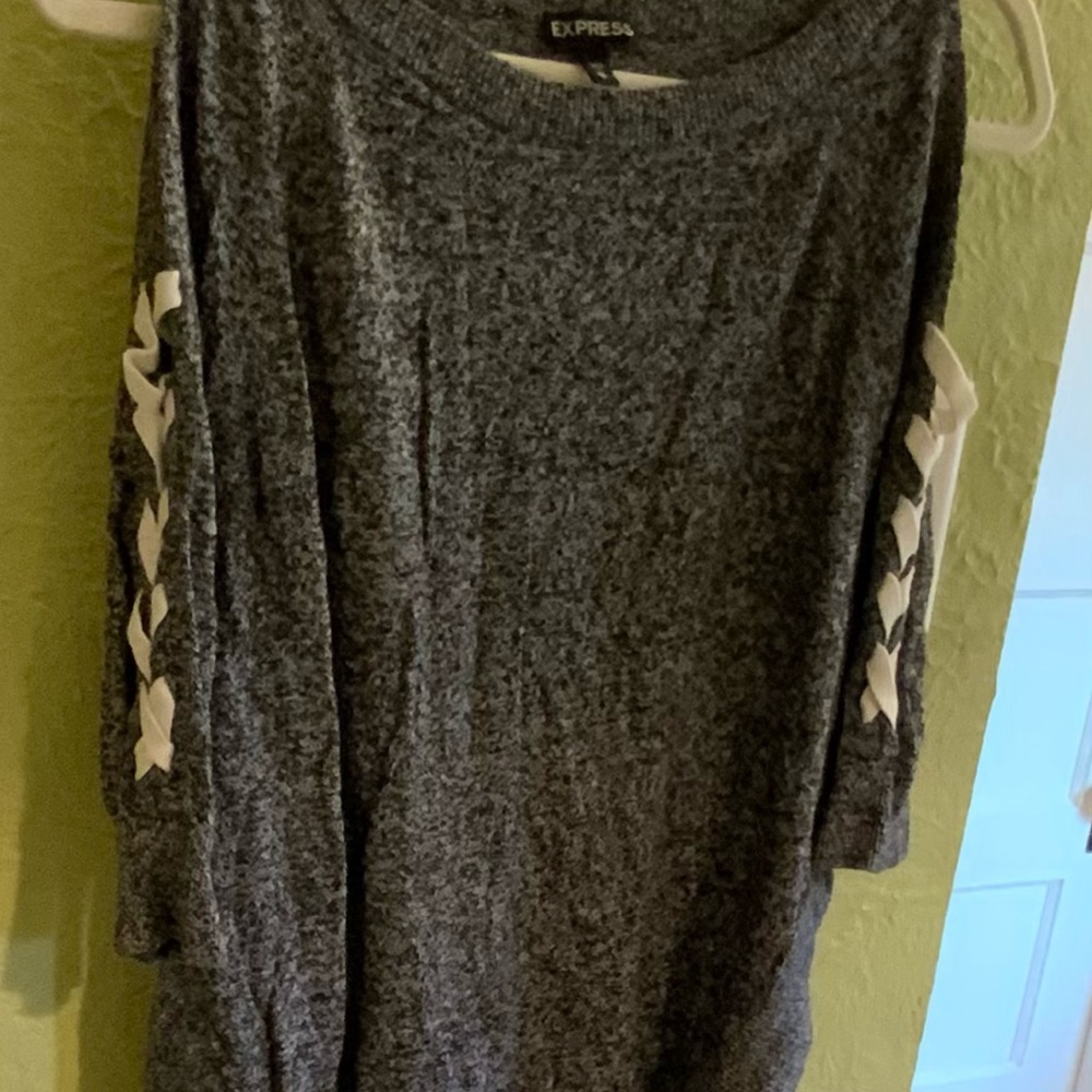 Express Marled Gray Knit Top